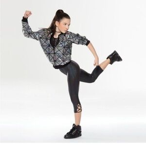 Revolution dance full bodysuit and sparkly jacket Costume size large child LC